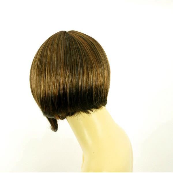 Perruque Courte Femme Carole - Blond Clair Méché Cuivré Chocolat - Synthétique - Taille Moyenne - Neuf Avec étiquettes