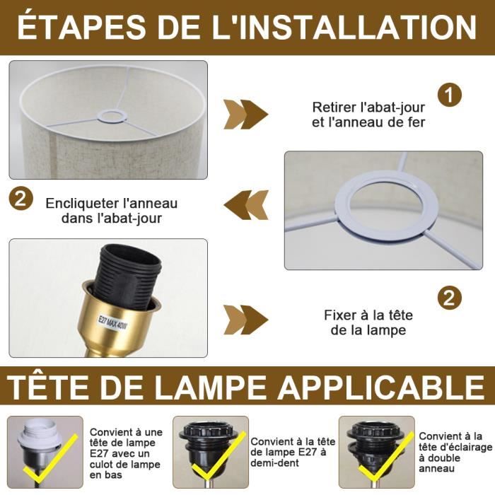 6 Abat-jour En Tissu Fuloon - Pour Lustre, Lampe De Chevet - Format Bougie - 80x130x120mm - Décoration Lumineuse