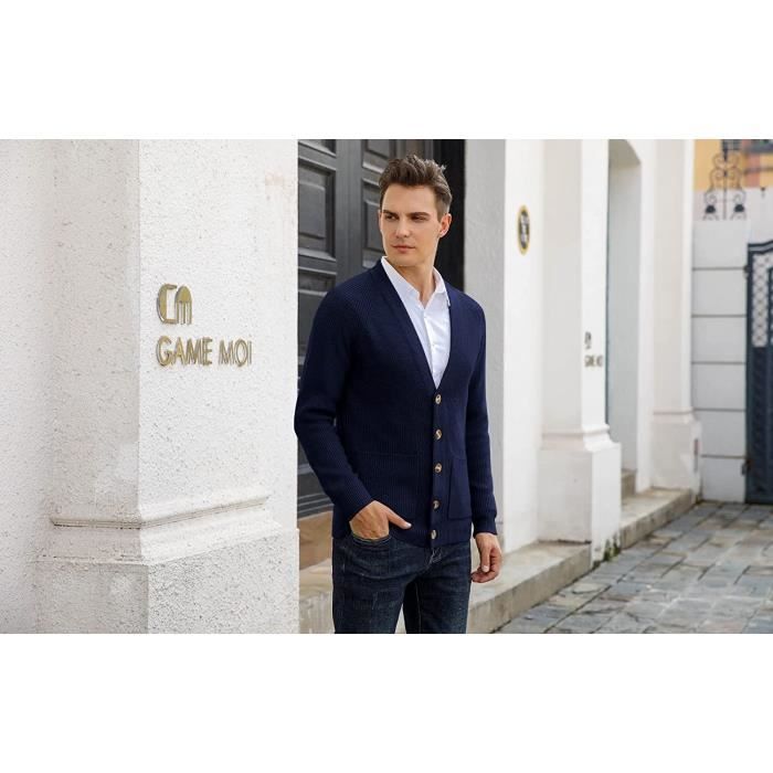 Cardigan top fin homme