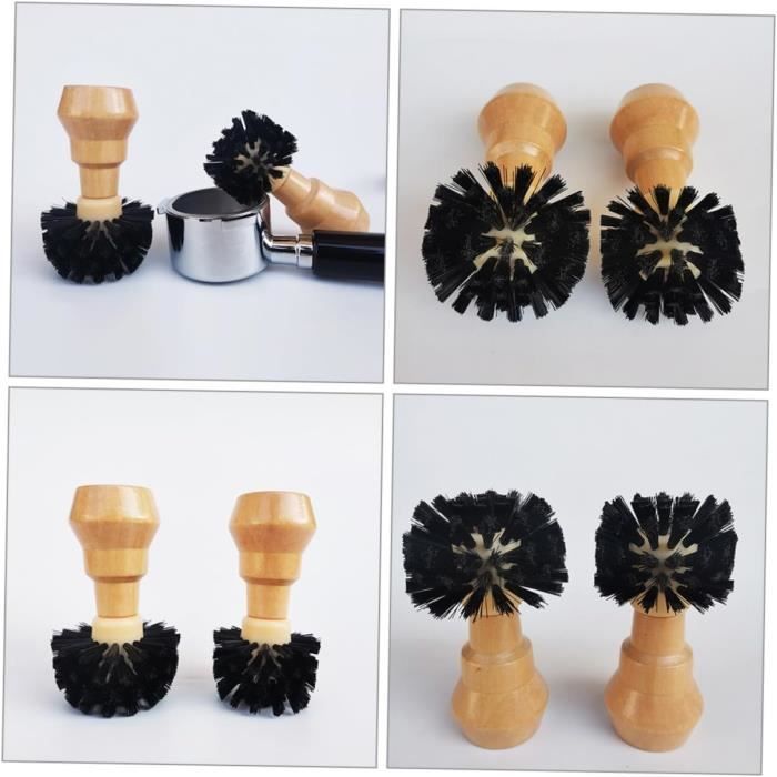 Lot De 2 Brosses De Nettoyage Machine à Café – Poils Nylon Robuste, Tête Coudée – Idéal Expresso Et Moulin (Noir)