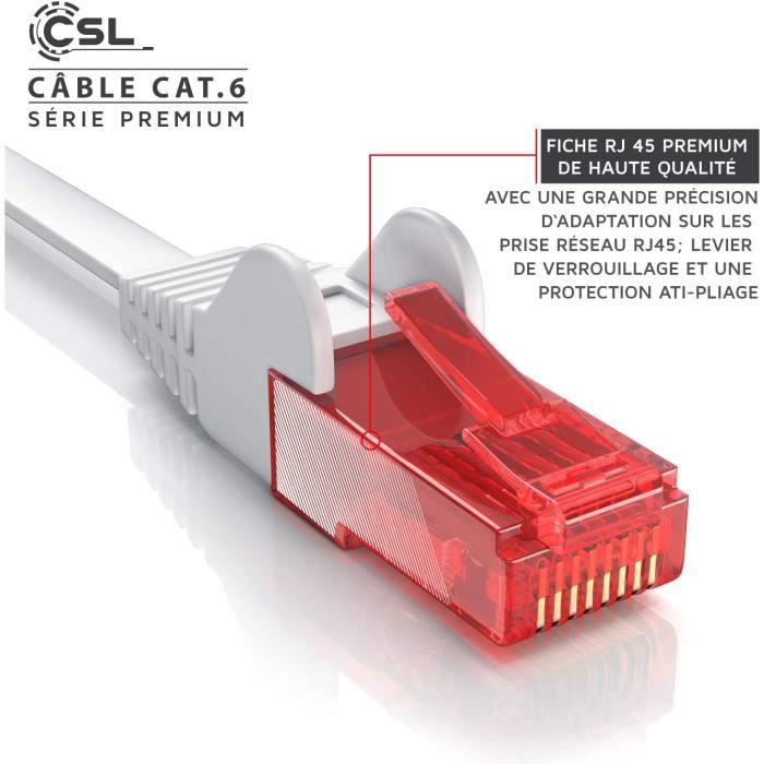CSL- 0,5m Câble réseau Cat 6 RJ45 - Câble LANGigabit Ethernet