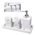 Accessoire de salle de bain Ensemble de marbre Look de toilette Distributeur de savon Distributeur de brosse à dents Kit 4pcs-3