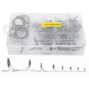Lot De 7 Anneaux De Guidage Double Pied Acier Inoxydable Pour Canne à Pêche - Tailles 30mm à 65mm