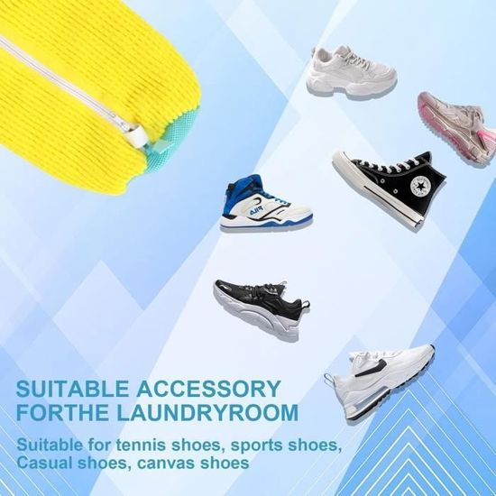 Sac De Lavage Chaussures Baskets Jaune – Fermeture Éclair Double Protection Machine à Laver – Idéal Sneakers Et Voyages