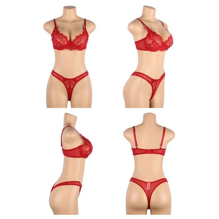 Ensemble Lingerie String 85C/38 - Soutien-gorge Balconnet Rose, Marque Fleur Papillon, Neuf Avec étiquettes