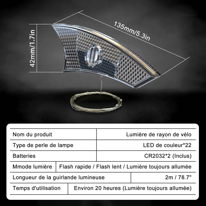 Wozwe Éclairage de roue de vélo à LED, lumière de rayon de vélo