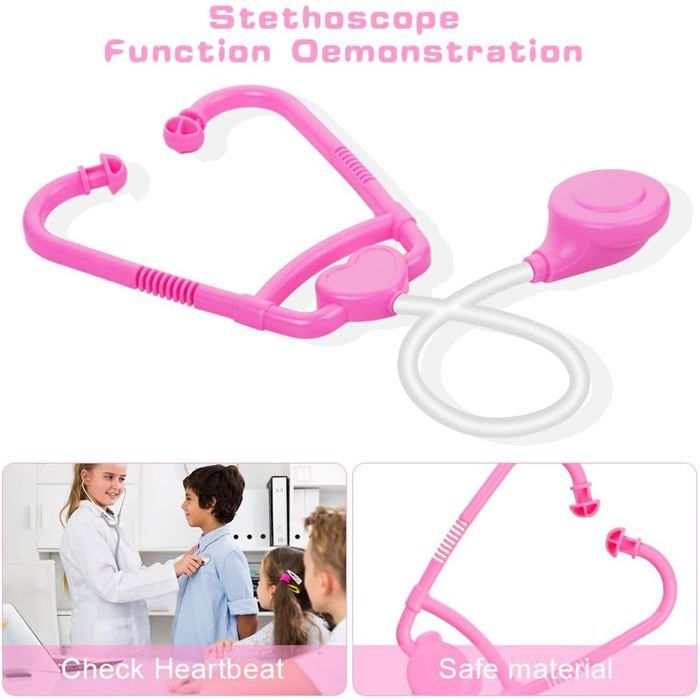 Malette Docteur Enfant 33 Pièces EFO SHM Avec Vrai Stéthoscope – Kit Dentiste Jouet Éducatif Pour Enfants 3-6 Ans, Cadeau Idéal