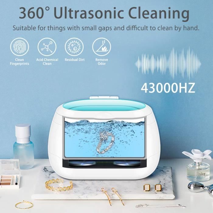 Dispositif de nettoyage à ultrasons Nettoyeur à ultrasons pour bijoux 360  Nettoyage en profondeur Nettoyage portable