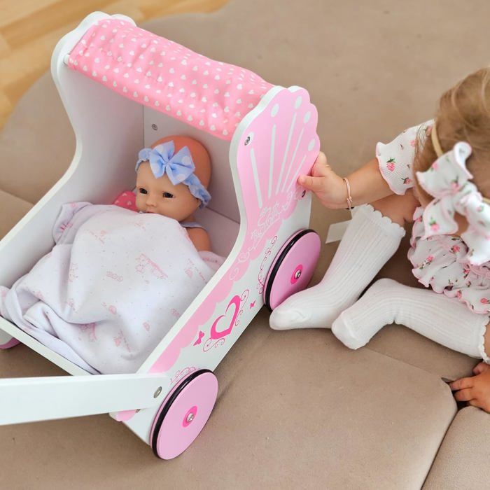 Jouet Poussette Bébé Bois - Chaîne Suspendue Renard - Montessori Landau Siège Auto