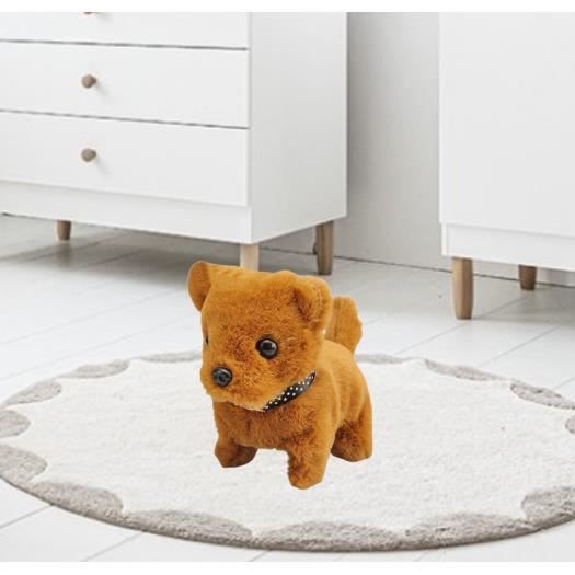 YH YUHUNG Chien En Laisse Jouet Enfant - Peluche Interactive Qui Marche, Aboie Et Remue La Queue - Marron