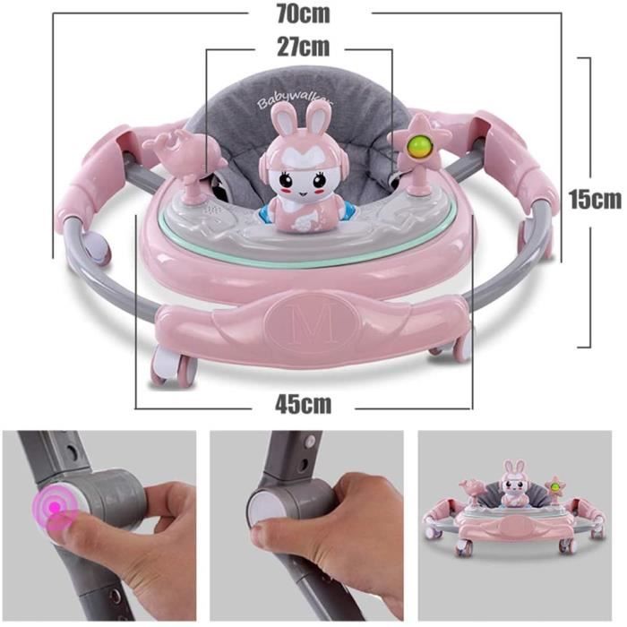 Trotteur Bébé pour Garçons Fille avec Jouets Intéressants et Roue  Silencieuse Trotteur Bebe Pousseur PliableHauteurs Réglables6-416 -  Cdiscount Puériculture & Eveil bébé