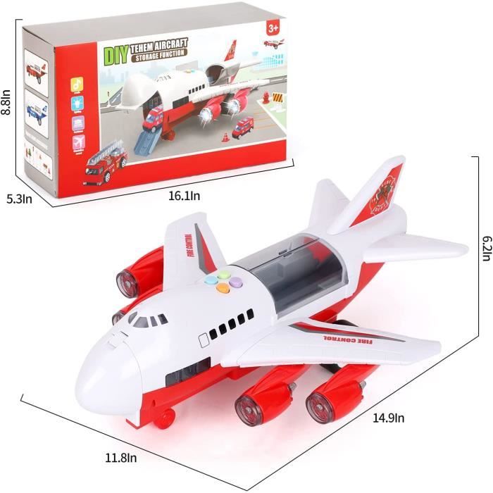 Avion jouet avec lumières et sons fumés, jouet d'avion alimenté par friction pour tout-petits | Airplane Toy With 6 Mini Cars and a City Map. Ideal Birthday Gift for Toddler Boys and Avion jouet avec lumières et sons fumés, jouet d'avion alimenté par friction pour tout-petits | Airplane Toy With 6 Mini Cars and a City Map. Ideal Birthday Gift for Toddler Boys and
