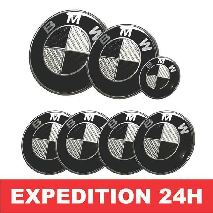 Kit Logo BMW Original - 7 Pièces Dimensions 82mm à 45mm - En Aluminium Noir