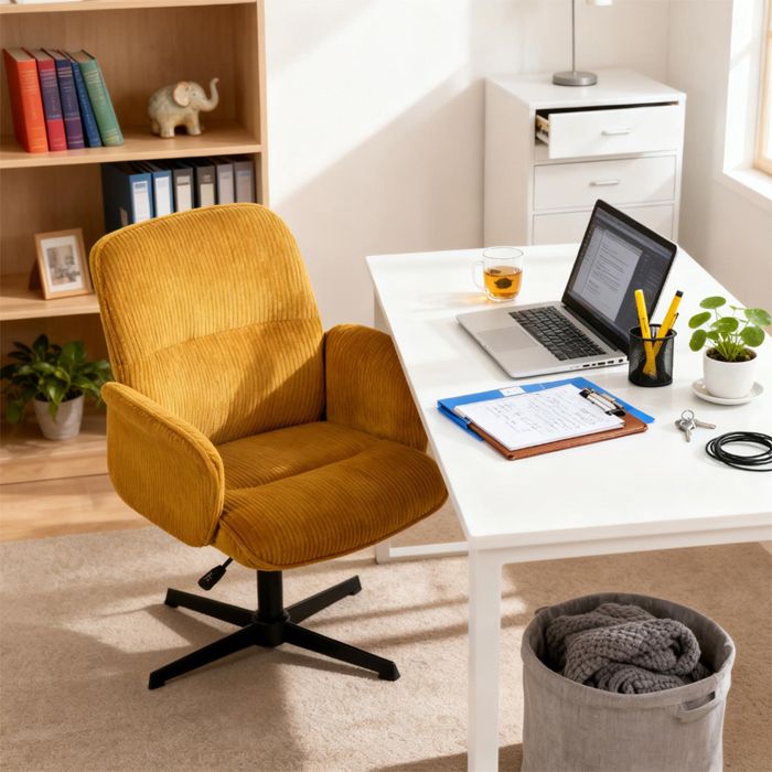 MEUBLES COSY Chaise de bureau ergonomique jaune siège pivotant hauteur ...