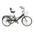 24" 7 vitesses Tricycle vélo à 3 roues Pour adulte Tricycle adulte avec panier-0