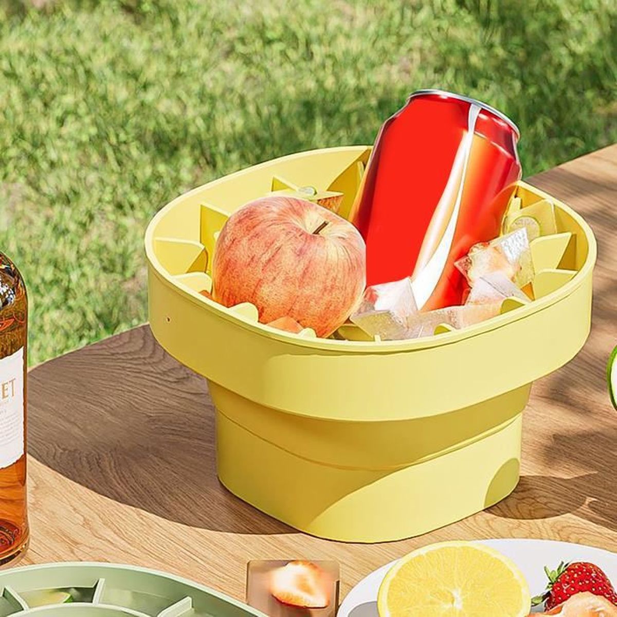 Moule à glaçon en silicone pliant 2 en 1, glaçon flexible à dégagement facile, pour whisky