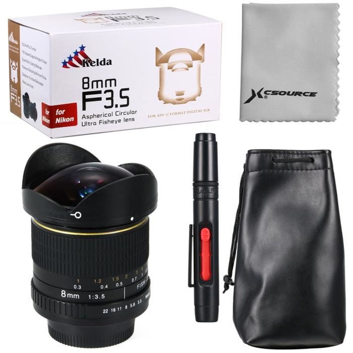 XCSOURCE® 8mm F3.5 HD Fisheye Objectif Pour Nikon D7100 D5300 D3200 D90 D60 D40 D5000 LF550