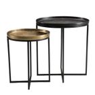 Tables d'appoint ovales aluminium doré et noir - MACABANE - Set de 2 - Contemporain - Design