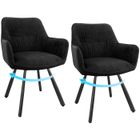 WAFTING Lot de 2 Chaises de Salle à Manger Pivotantes avec Accoudoirs, Rotation à 180°, Chaises de Cuisine en Velours, Noir