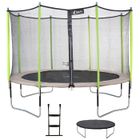 Kangui - Trampoline de jardin 426 cm + filet de sécurité + échelle + bâche de protection JUMPI Taupe/Vert 430.