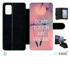 MY-KASE Etui à rabat galaxy a51 - dont touch my phone fond rose poudree - simili-cuir - noir