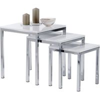 Lot de 3 tables gigognes - IDIMEX - LUNA - Design moderne - Chromé/laqué blanc