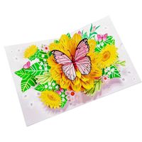 DAMILY® 3D Pop Up Carte de Voeux avec Enveloppes, pour divers cadeaux de vacances - Formes de tournesol et de papillon