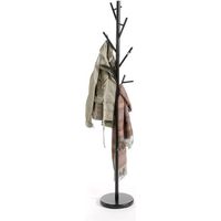 Porte-manteaux ZENO portant à vêtements sur pied en forme d'arbre avec 6 crochets sur différentes hauteurs, en métal laqué noir