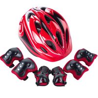 Équipement de protection de patinage de rouleau ensemble complet de casque de vélo d'enfants - Rouge