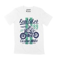 Homme Tee-Shirt Real Biker 89 - Custom Motor Established 1989 34 Ans T-Shirt Cadeau 34e Anniversaire Vintage Année 1989