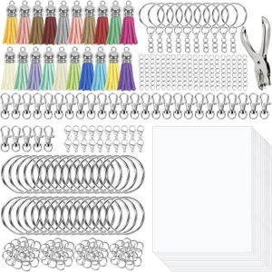 APLOS Kit Plastique Fou 41 Pièces – Feuilles A5, Perforatrice, Anneaux, Porte-Clés – Bricolage Créatif Enfant, Bijoux, Pendentifs