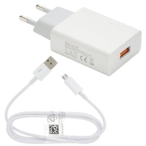 CHARGEUR TÉLÉPHONE Chargeur USB 2A Blanc Câble Micro USB 1m Pour SAMS
