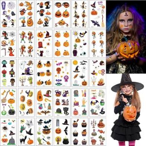 STICKERS - STRASS Tatouage Halloween Enfant, 30 Feuilles Etanche Tat
