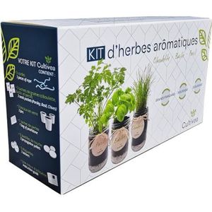 GRAINE - SEMENCE Cultivea - Kit Prêt à Pousser d'Herbes Aromatiques - Cultivez votre Basilic, Persil et Ciboulette - Graines Françaises 100% Bio 