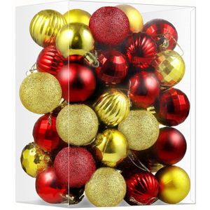 40 peintes à la main Set Boules de Noël rouge avec or Lauscha 39 balles cintre 
