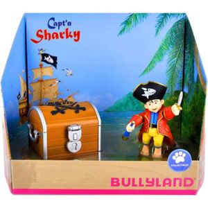 FIGURINE - PERSONNAGE Figurine - BULLYLAND - Capitaine Sharky - Blanc - Enfant - Coffre au trésor