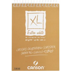 CARNET DE CROQUIS Canson XL Extra White 120 feuilles A4 90g
