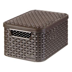 Panier Rangement En Jonc De Mer Avec Couvercle - 3 Compartiments - Organisateur Naturel Pour Toilette, Bureau, Maison