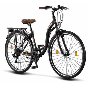 VÉLO DE VILLE - PLAGE Licorne Bike Stella Premium City Bike 24,26 et 28 pouces – Vélo hollandais, Garçon [Noir, 28]