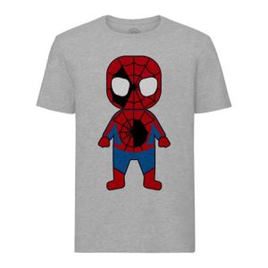 T-SHIRT T-shirt Homme Col Rond Gris Bébé Spiderman Dessin Mignon