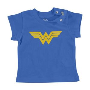 T-SHIRT T-shirt Bébé Manche Courte Bleu Wonder Woman Super