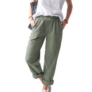 PANTALON Femme Pantalon Lin Carotte Casual Taille elastique