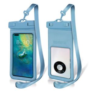 HOUSSE - ÉTUI OUTUOTWQ Pochette Étanche Smartphone Lot de 2 IPX8 Sac étanche 7,2” Téléphone Portable pour iPhone Samsung Huawei - Bleu