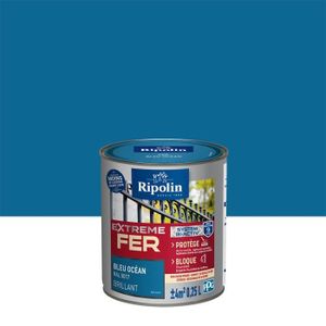 PEINTURE - VERNIS Peinture pour Fer Extérieur - Brillant - 0,25L - Bleu Océan RAL 5017 - Ripolin