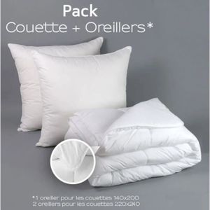 COUETTE Couette Blanche 220 x 240 cm + 2 oreillers 60 x 60