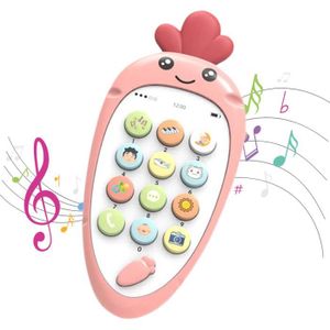 TÉLÉPHONE JOUET ZERONE Téléphone musical carotte mignon pour bébé - apprendre le bilingue, jouet éducatif précoce
