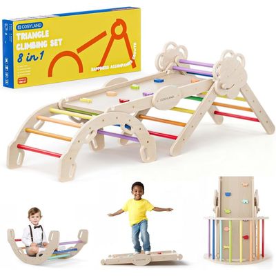 DREAMADE Triangle Escalade Bebe Montessori pour 1+ Ans, Échelle d'Escalade en Bois avec Triangle/Arche/Rampe, Convient pour Enfant à Maternelle, Maison (Naturel DREAMADE Triangle Escalade Bebe Montessori pour 1+ Ans, Échelle d'Escalade en Bois avec Triangle/Arche/Rampe, Convient pour Enfant à Maternelle, Maison (Naturel