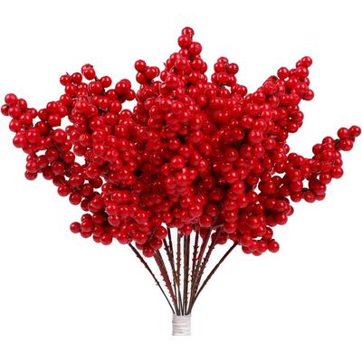 12 Tiges De Baies Artificielles Blanches Pour Noël - Décoration Houx 23 Cm Pour Sapin