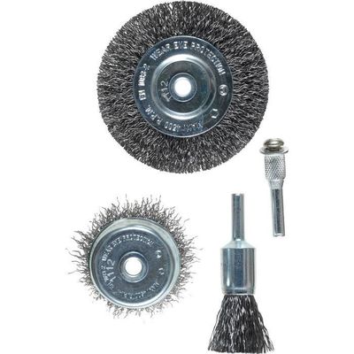 Set De 4 Brosses Métalliques KWB – Acier & Laiton, 75 Et 50 Mm – Pour Perceuse