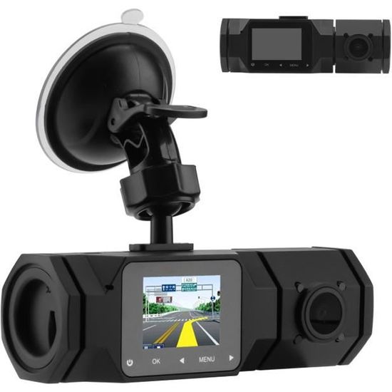 Caméra de Voiture FHD 1080P+720P Double caméra 170°avec Vision Nocturne IR, 1,5"  LCD Écran  DashCam